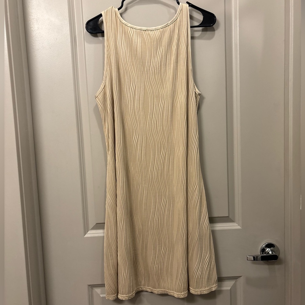 Vacation Sleeveless Tank Sun Dress Doubles as Swim Cover Up Tan Gold Size L - Picture 3 of 13